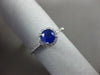 ESTATE .92CT DIAMOND & AAA SAPPHIRE 14K WHITE GOLD 3D ROUND HALO ENGAGEMENT RING