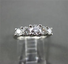 ESTATE WIDE .78CT DIAMOND 14KT WHITE GOLD 5 STONE LUCIDA ENGAGEMENT RING #16301