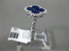 ESTATE 1.69CT DIAMOND & AAA SAPPHIRE 18K WHITE GOLD 3D 4 LEAF CLOVER FLOWER RING