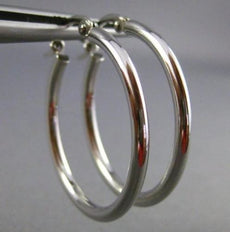 ESTATE 14KT WHITE GOLD CIRCULAR CLASSIC HOOP EARRINGS 25mm X 2mm WIDE #25138
