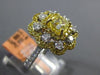 ESTATE LARGE 1.05CT WHITE & FANCY YELLOW DIAMOND 18K 2 TONE GOLD ENGAGEMENT RING