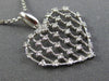 ESTATE LARGE .25CT DIAMOND 14K WHITE GOLD 3D OPEN HEART CLUSTER FLOATING PENDANT