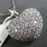 ESTATE LARGE 1.69CT DIAMOND 18KT WHITE GOLD 3D PUFF HEART PAVE FLOATING PENDANT