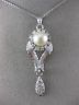 ANTIQUE .50CT OLD MINE DIAMOND AAA SOUTH SEA PEARL 14K WHITE GOLD PENDANT #21893