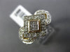 WIDE .80CT ROUND & PRINCESS DIAMOND 14KT YELLOW GOLD 3D DOUBLE HEART SQUARE RING