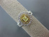 LARGE 2.49CT WHITE & FANCY YELLOW DIAMOND 18K TWO TONE GOLD HALO ENGAGEMENT RING