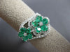 ESTATE LARGE 2.01CT DIAMOND & AAA EMERALD 18K WHITE GOLD DOUBLE FLOWER LOVE RING