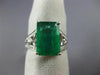 ESTATE LARGE 4.37CT DIAMOND & AAA EMERALD 18KT WHITE GOLD FLOWER ENGAGEMENT RING
