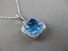 ESTATE 1.88CT DIAMOND & AAA BLUE TOPAZ 14KT WHITE GOLD 3D SQUARE HALO PENDANT