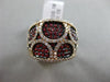 ESTATE 1.78CT DIAMOND & AAA RED SAPPHIRE 18KT ROSE GOLD 3D SEMI CIRCLE FUN RING