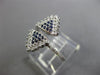 ESTATE WIDE .36CT DIAMOND & AAA SAPPHIRE 14KT WHITE GOLD TRIANGLE PAVE FUN RING