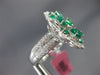 ESTATE LARGE 3.12CT DIAMOND & AAA EMERALD 18KT WHITE GOLD 3D FLOWER LOVE RING