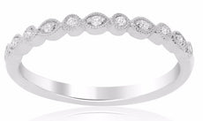 ESTATE .09CT DIAMOND 14KT WHITE GOLD FILIGREE MILGRAIN WEDDING ANNIVERSARY RING