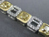 WHITE & FANCY YELLOW 8.33CT DIAMOND 18KT TWO TONE GOLD 3D SQUARE TENNIS BRACELET