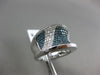 ESTATE LARGE 1.62CT WHITE BLUE DIAMOND 14K WHITE GOLD MULTI ROW CONCAVE FUN RING