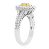 ESTATE 1.62CT WHITE & FANCY YELLOW DIAMOND 18KT GOLD OVAL HALO ENGAGEMENT RING