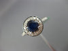 ESTATE 1.31CT DIAMOND & AAA SAPPHIRE 18KT WHITE GOLD 3D HALO ENGAGEMENT RING