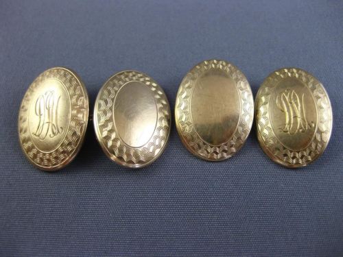 ANTIQUE 14KT YELLOW GOLD 3D CLASSIC HANDCRAFTED FILIGREE DOUBLE SIDED CUFF LINK