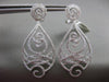 ESTATE LARGE 1.55CT DIAMOND 14KT WHITE GOLD 3D OPEN FILIGREE TEAR DROP EARRINGS