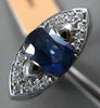 ESTATE 1.67CT DIAMOND & AAA OVAL SAPPHIRE 14KT WHITE GOLD MULTI HEART LOVE RING