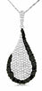 1.32CT WHITE & BLACK DIAMOND 14KT WHITE GOLD 3D CLASSIC PAVE TEAR DROP PENDANT