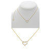 ESTATE .20CT ROUND DIAMOND 14KT YELLOW GOLD 3D CLASSIC OPEN HEART LOVE NECKLACE