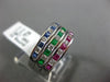 ESTATE WIDE 1.09CT DIAMOND & AAA MULTI GEM 18K WHITE GOLD CLASSIC STACKABLE RING