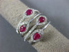 ESTATE LARGE 1.09CT DIAMOND & AAA RUBY 14K WHITE GOLD MULTI ROW ANNIVERSARY RING