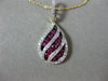 ESTATE .65CT DIAMOND & AAA RUBY 14K TWO TONE GOLD HERSHEY KISS TEAR DROP PENDANT