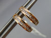 ESTATE .37CT BAGUETTE DIAMOND 18KT ROSE GOLD 3D CLASSIC HUGGIE HOOP EARRINGS 2mm