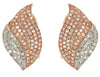 ESTATE .80CT DIAMOND 14KT WHITE & ROSE GOLD 3D LEAF MULTI ROW CLASSIC EARRINGS