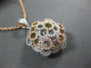 ESTATE .99CT DIAMOND 18K TRI COLOR GOLD CIRCULAR DOME SHAPE FLOWER PAVE PENDANT