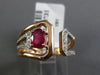 ESTATE WIDE .98CT ROUND DIAMOND & AAA RUBY 14KT ROSE GOLD 3D TAPER BELT FUN RING