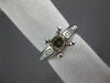 ESTATE .72CT ROUND & BAGUETTE CUT DIAMOND PLATINUM 3D SEMI MOUNT ENGAGEMENT RING