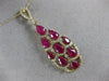 ESTATE 3.78CT DIAMOND & AAA RUBY 14KT YELLOW GOLD 3D TEAR DROP JOURNEY PENDANT