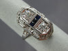 ANTIQUE WIDE .70CT OLD MINE DIAMOND & AAA SAPPHIRE PLATINUM OPEN FILIGREE RING