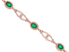 ESTATE WIDE 3.94CT DIAMOND & AAA EMERALD 14K ROSE GOLD LOVE KNOT TENNIS BRACELET