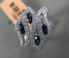 ESTATE WIDE .84CT DIAMOND & AAA SAPPHIRE 14KT WHITE GOLD MULTI LEAF ETOILE RING