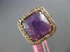 ESTATE EXTRA LARGE 5.52CT DIAMOND & AAA AMETHYST 14KT ROSE GOLD SQUARE HALO RING