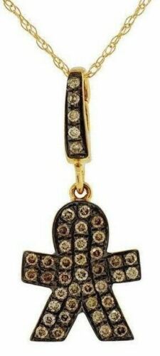 .28CT CHOCOLATE FANCY DIAMOND 14KT YELLOW GOLD GINGERBREAD MAN FLOATING PENDANT