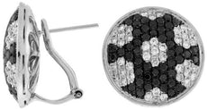 ESTATE 3.15CT WHITE & BLACK DIAMOND 14K WHITE GOLD 3D CLASSIC FLOWER EARRINGS
