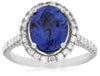 ESTATE WIDE 3.50CT DIAMOND & AAA TANZANITE 14KT WHITE GOLD HALO ENGAGEMENT RING
