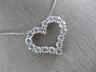 ESTATE 1.0CT DIAMOND 14KT WHITE GOLD 3D CLASSIC OPEN HEART FLOATING LOVE PENDANT