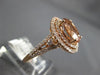 ESTATE LARGE 3.04CT DIAMOND & AAA MORAGNITE 14KT ROSE GOLD OVAL ENGAGEMENT RING