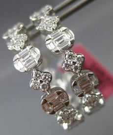 ESTATE EXTRA LARGE 3.38CT DIAMOND 18KT WHITE GOLD HOOP HUGGIE HANGING EARRINGS