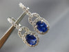 ESTATE 2.58CT DIAMOND & AAA SAPPHIRE 14KT WHITE GOLD OVAL HALO HANGING EARRINGS