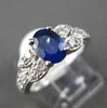 ANTIQUE 1.61CT DIAMOND SAPPHIRE 18KT WHITE GOLD 3D FILIGREE OVAL ENGAGEMENT RING