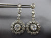 ANTIQUE LARGE  7.0CT ROSE CUT DIAMOND 14KT WHITE GOLD 3D FLOWER HANGING EARRINGS