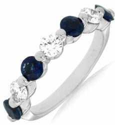 1.75CT DIAMOND & AAA SAPPHIRE 14KT WHITE GOLD 3D SHARED PRONG ANNIVERSARY RING