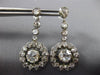 ANTIQUE LARGE  7.0CT ROSE CUT DIAMOND 14KT WHITE GOLD 3D FLOWER HANGING EARRINGS